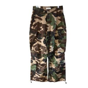 Labijou Paperbag Stretch Cargo Wide Leg Pants NWT